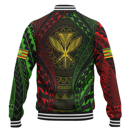 Hawaii Baseball Jacket Kanaka Maoli Flag Tribal Tattoo Pattern