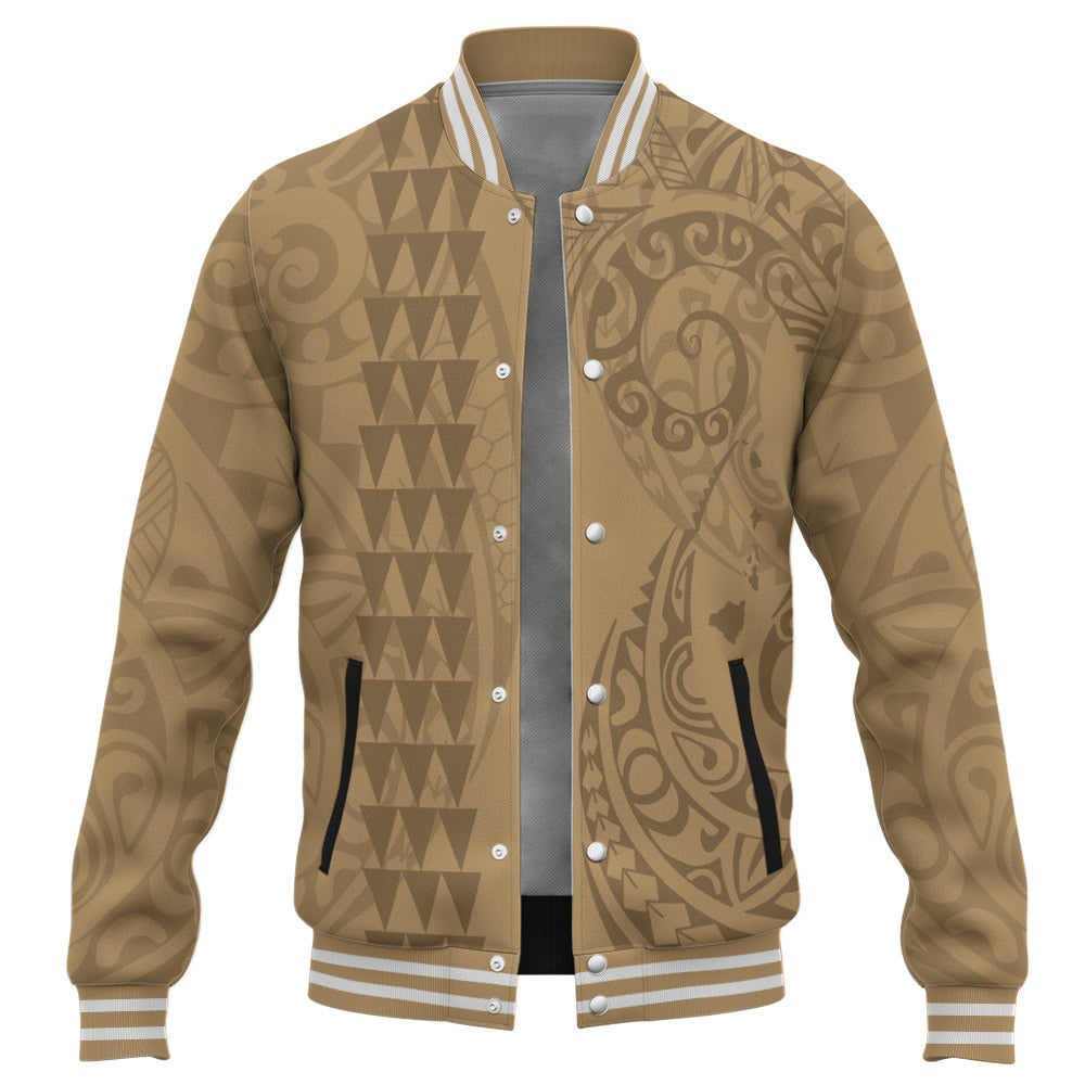 Hawaii Baseball Jacket Map Kakau Style Golden