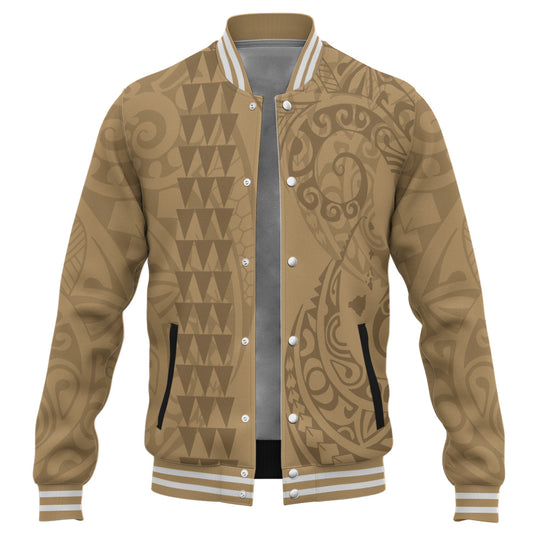 Hawaii Baseball Jacket Map Kakau Style Golden