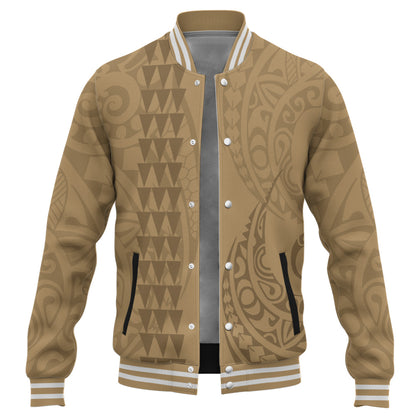 Hawaii Baseball Jacket Only Polynesian Kakau Style Golden