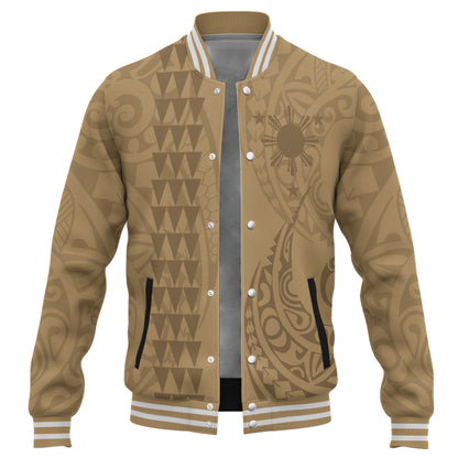 Philippines Filipinos Baseball Jacket Kakau Style Golden