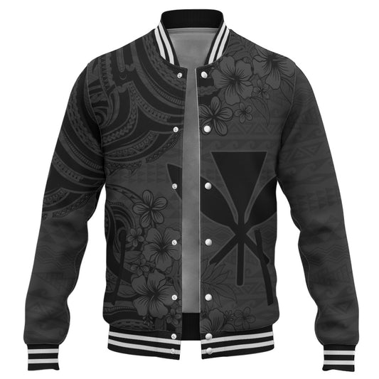 Hawaii Baseball Jacket Kanaka Maoli Hibiscus Polynesian Tribal Print Style