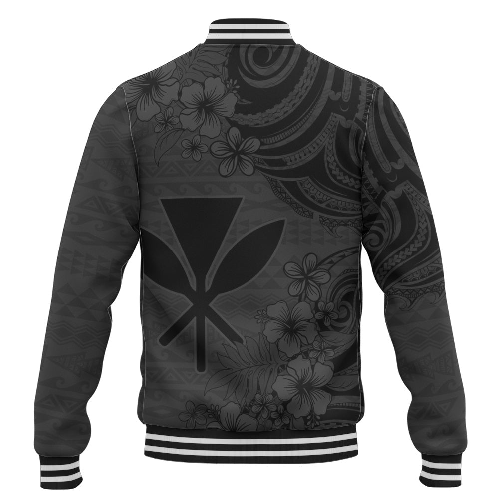 Hawaii Baseball Jacket Kanaka Maoli Hibiscus Polynesian Tribal Print Style
