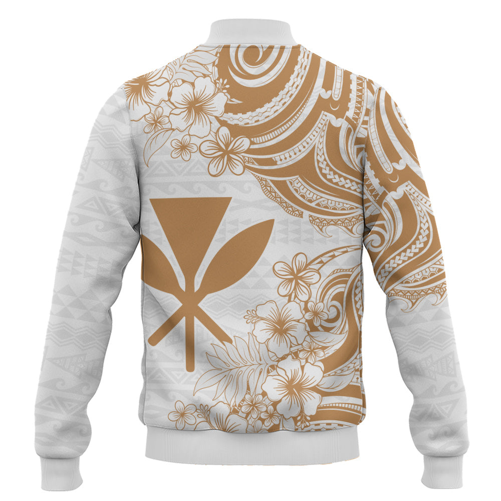 Hawaii Baseball Jacket Kanaka Maoli Hibiscus Polynesian Tribal Print Style