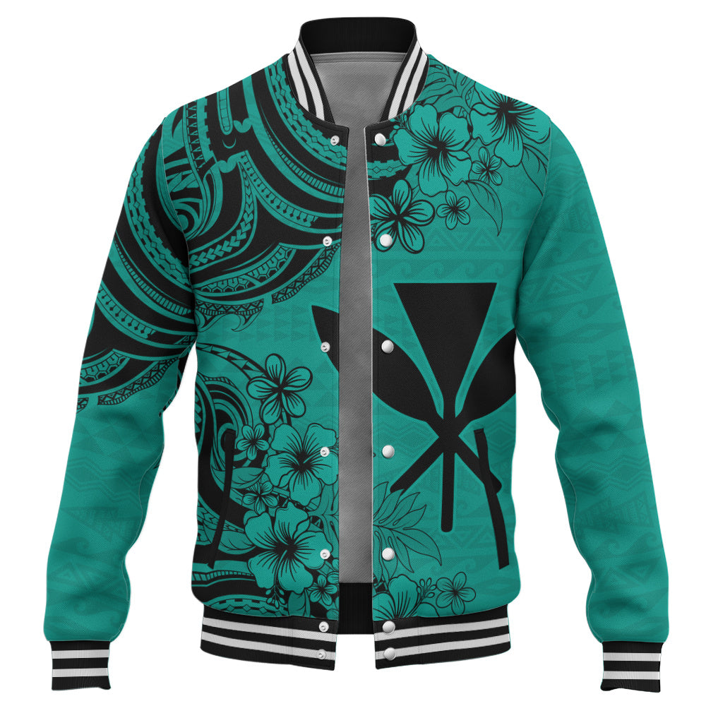 Hawaii Baseball Jacket Kanaka Maoli Hibiscus Polynesian Tribal Print Style