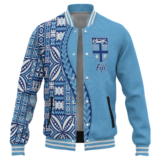 Fiji Baseball Jacket Island Crest Traditional Fijian Tribal Heritage