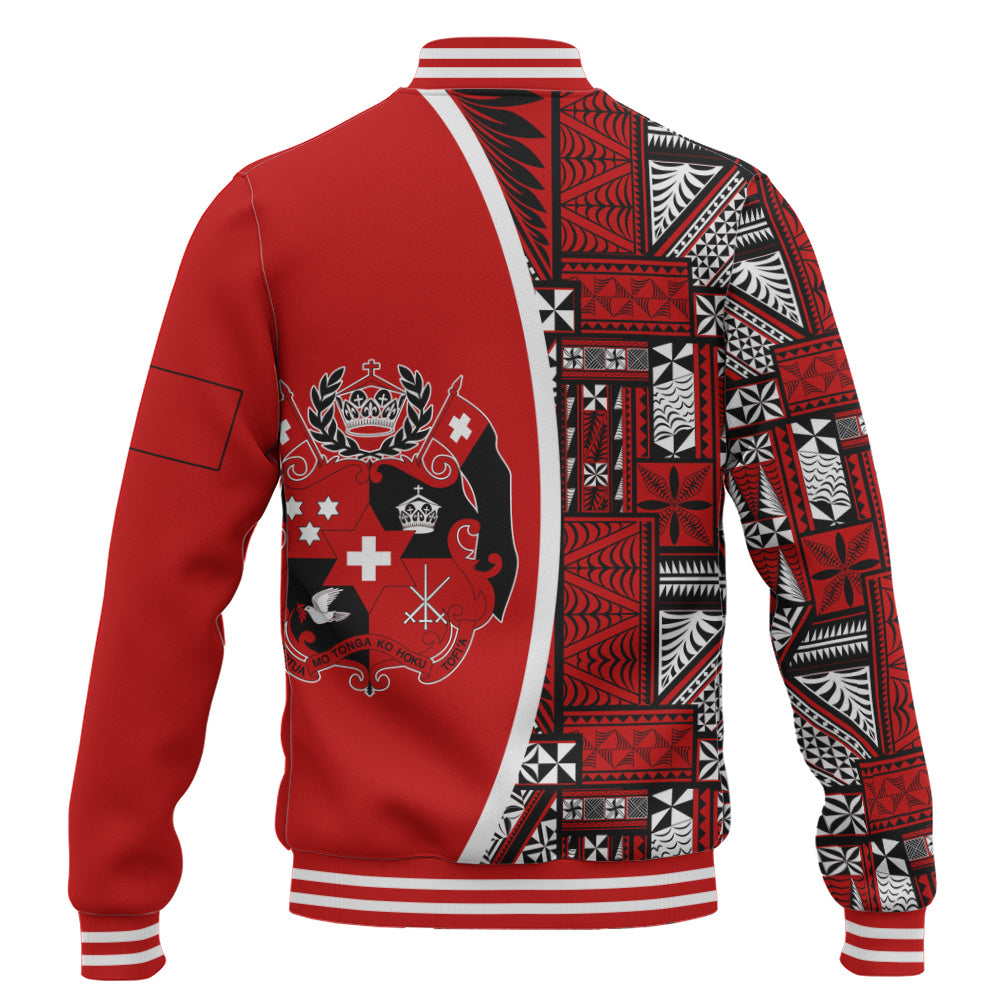 Tonga Baseball Jacket Royal Coat of Arms Traditional Tongan Tribal Heritage