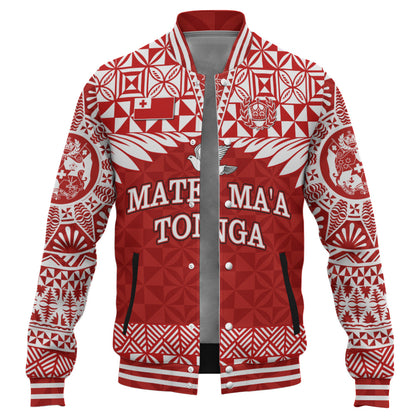 Tonga Baseball Jacket Mate Ma'a Tonga Rugby Royal Crown Polynesian Tribal Pride