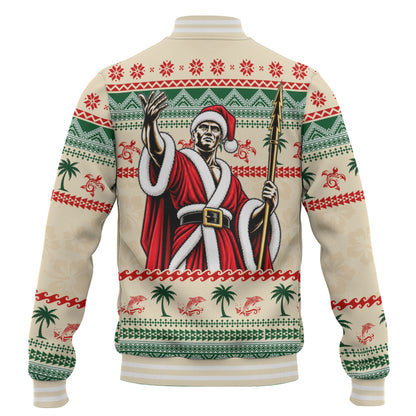 Hawaii Baseball Jacket Mele Kalikimaka King Kamehameha Santa Polynesian Tribal Heritage