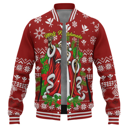 Hawaii Baseball Jacket Mele Kalikimaka King Kamehameha Santa Polynesian Holiday Spirit