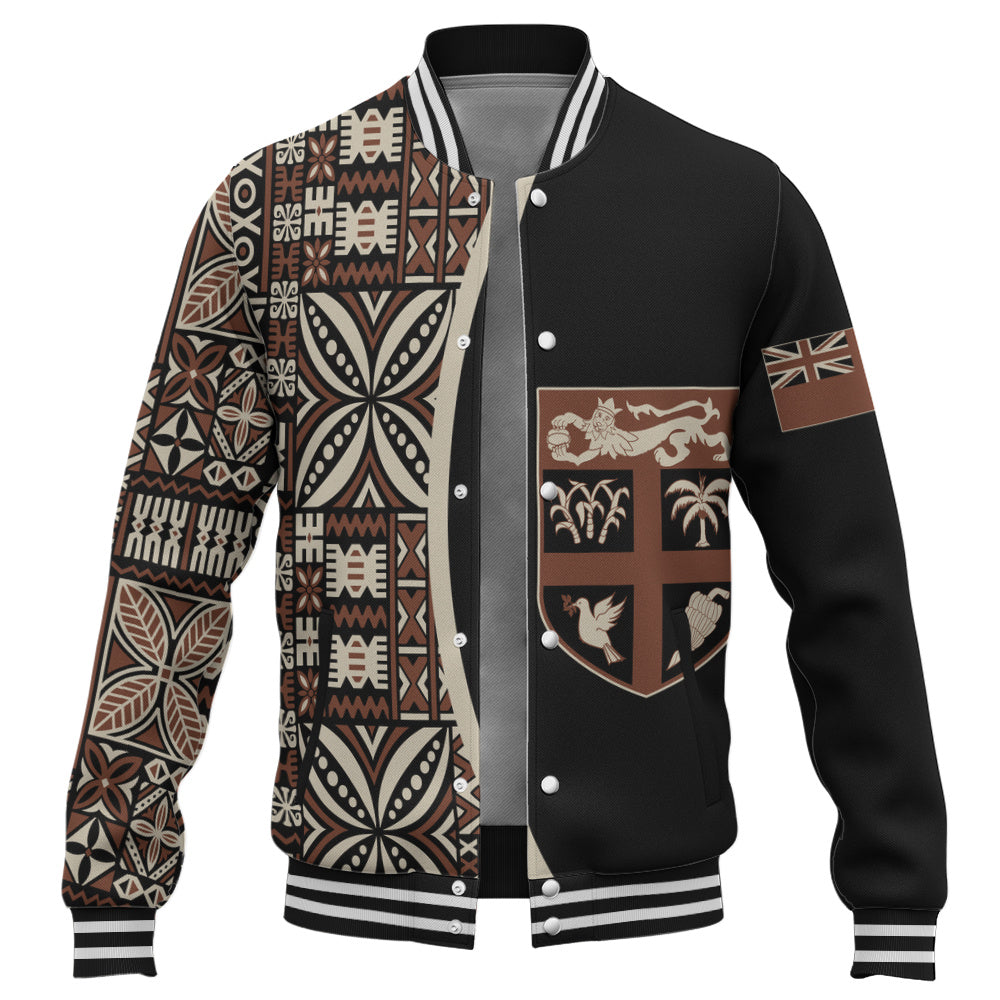 Fiji Baseball Jacket Coat Of Arms Traditional Fijian Tribal Heritage