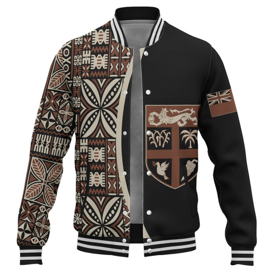 Fiji Baseball Jacket Coat Of Arms Traditional Fijian Tribal Heritage