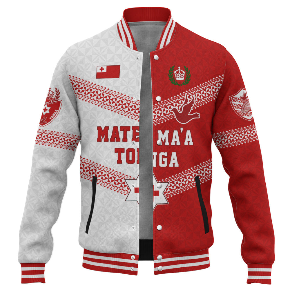 Tonga Baseball Jacket Mate Ma'a Tonga Rugby Ngatu Tribal Half Style