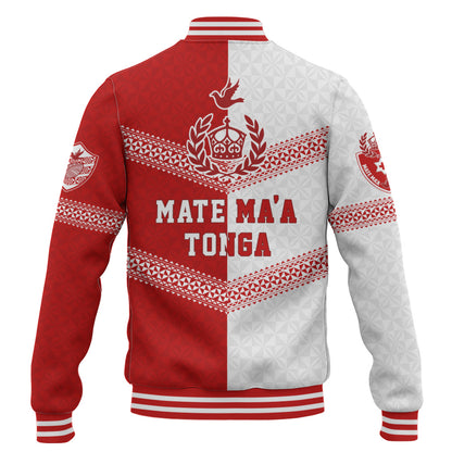 Tonga Baseball Jacket Mate Ma'a Tonga Rugby Ngatu Tribal Half Style