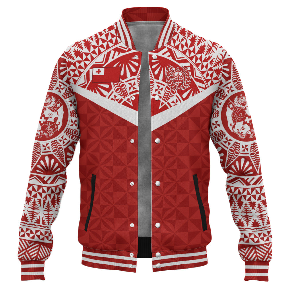 Tonga Baseball Jacket Royal Tongan Crest Polynesian Tribal Rugby Heritage Style