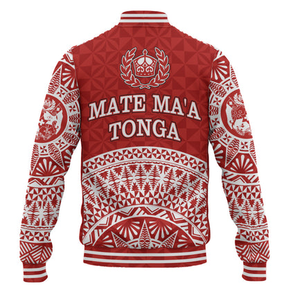 Tonga Baseball Jacket Royal Tongan Crest Polynesian Tribal Rugby Heritage Style