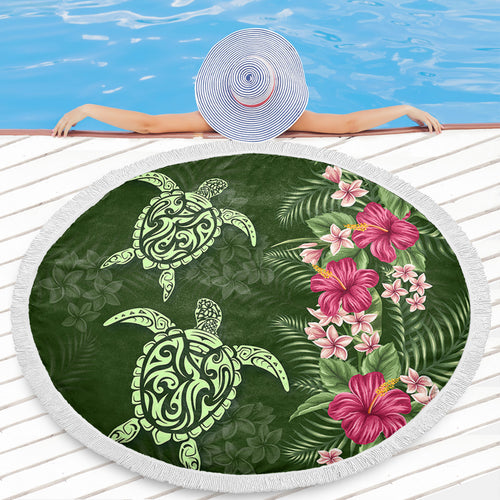 Hawaii Beach Blanket Polynesian Sea Turtle Hibiscus Tropical Style