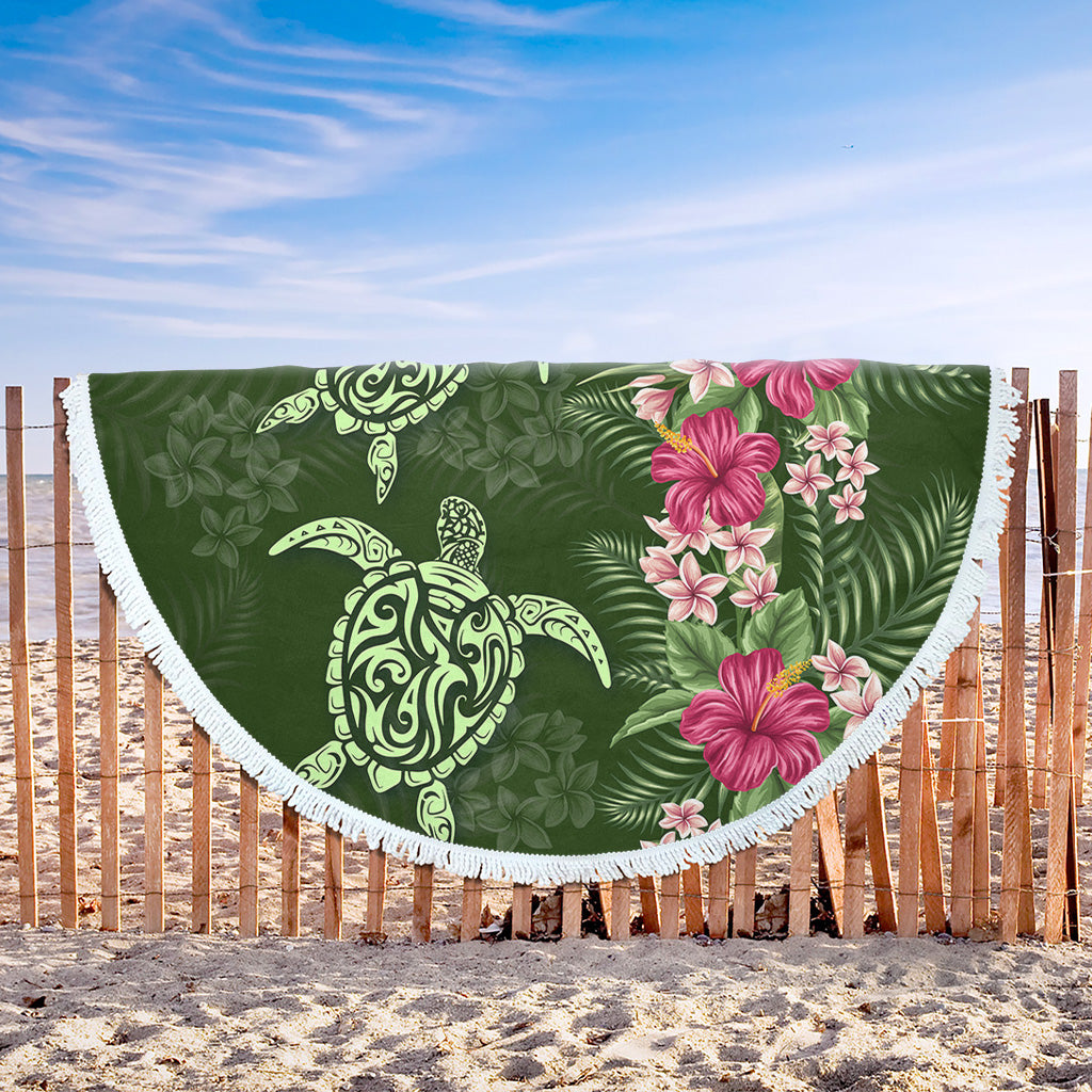 Hawaii Beach Blanket Polynesian Sea Turtle Hibiscus Tropical Style