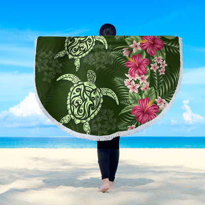 Hawaii Beach Blanket Polynesian Sea Turtle Hibiscus Tropical Style