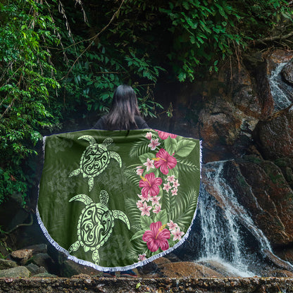 Hawaii Beach Blanket Polynesian Sea Turtle Hibiscus Tropical Style