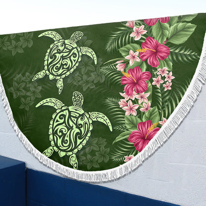 Hawaii Beach Blanket Polynesian Sea Turtle Hibiscus Tropical Style