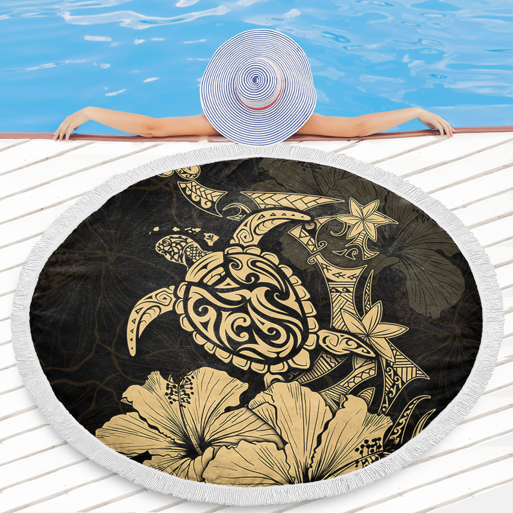 Hawaii Beach Blanket Golden Honu Hibiscus Serenity Style