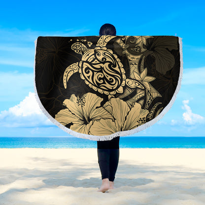 Hawaii Beach Blanket Golden Honu Hibiscus Serenity Style