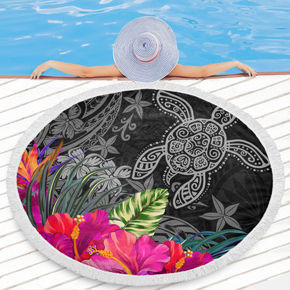 Hawaii Beach Blanket Tropical Honu Hibiscus Garden Style