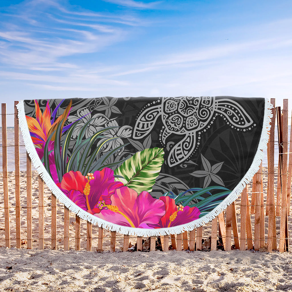 Hawaii Beach Blanket Tropical Honu Hibiscus Garden Style