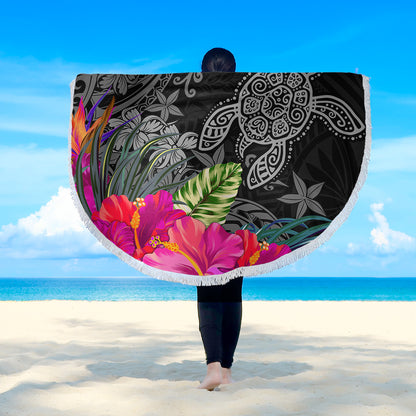 Hawaii Beach Blanket Tropical Honu Hibiscus Garden Style