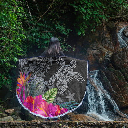 Hawaii Beach Blanket Tropical Honu Hibiscus Garden Style