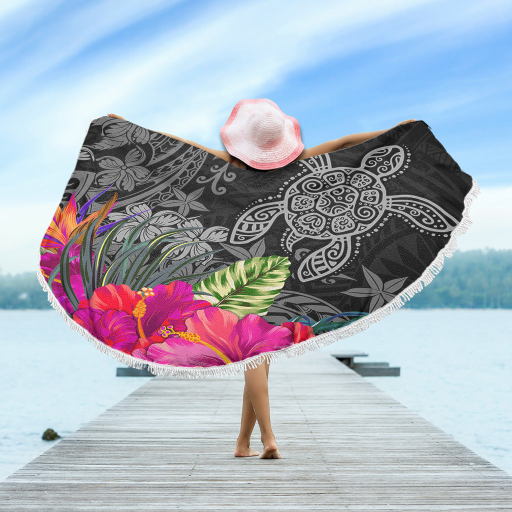 Hawaii Beach Blanket Tropical Honu Hibiscus Garden Style