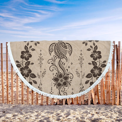 Hawaii Beach Blanket Vintage Honu Hibiscus Floral Elegance