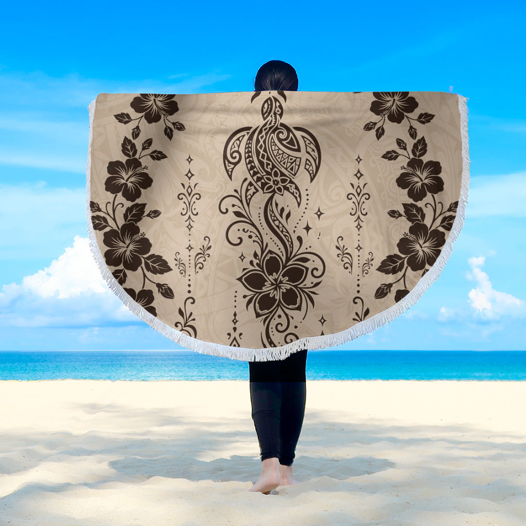 Hawaii Beach Blanket Vintage Honu Hibiscus Floral Elegance