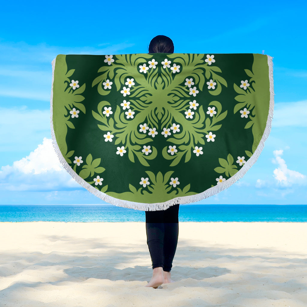 Hawaii Beach Blanket Emerald Tropical Floral Garden Elegance
