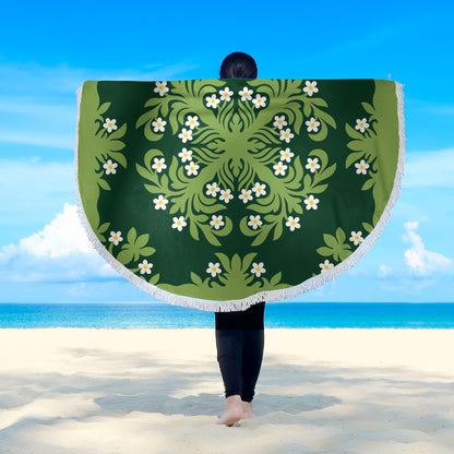 Hawaii Beach Blanket Emerald Tropical Floral Garden Elegance