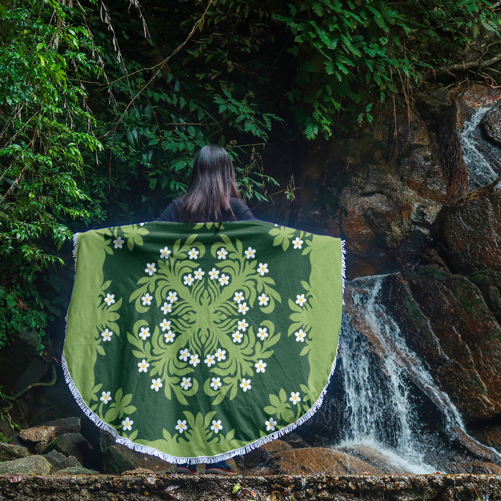 Hawaii Beach Blanket Emerald Tropical Floral Garden Elegance