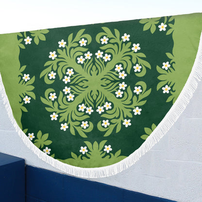 Hawaii Beach Blanket Emerald Tropical Floral Garden Elegance