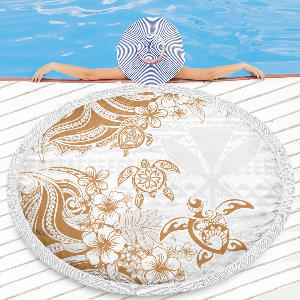 Hawaii Beach Blanket Kanaka Maoli Hibiscus Polynesian Tribal Turtle Print Style