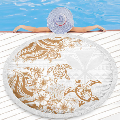 Hawaii Beach Blanket Kanaka Maoli Hibiscus Polynesian Tribal Turtle Print Style