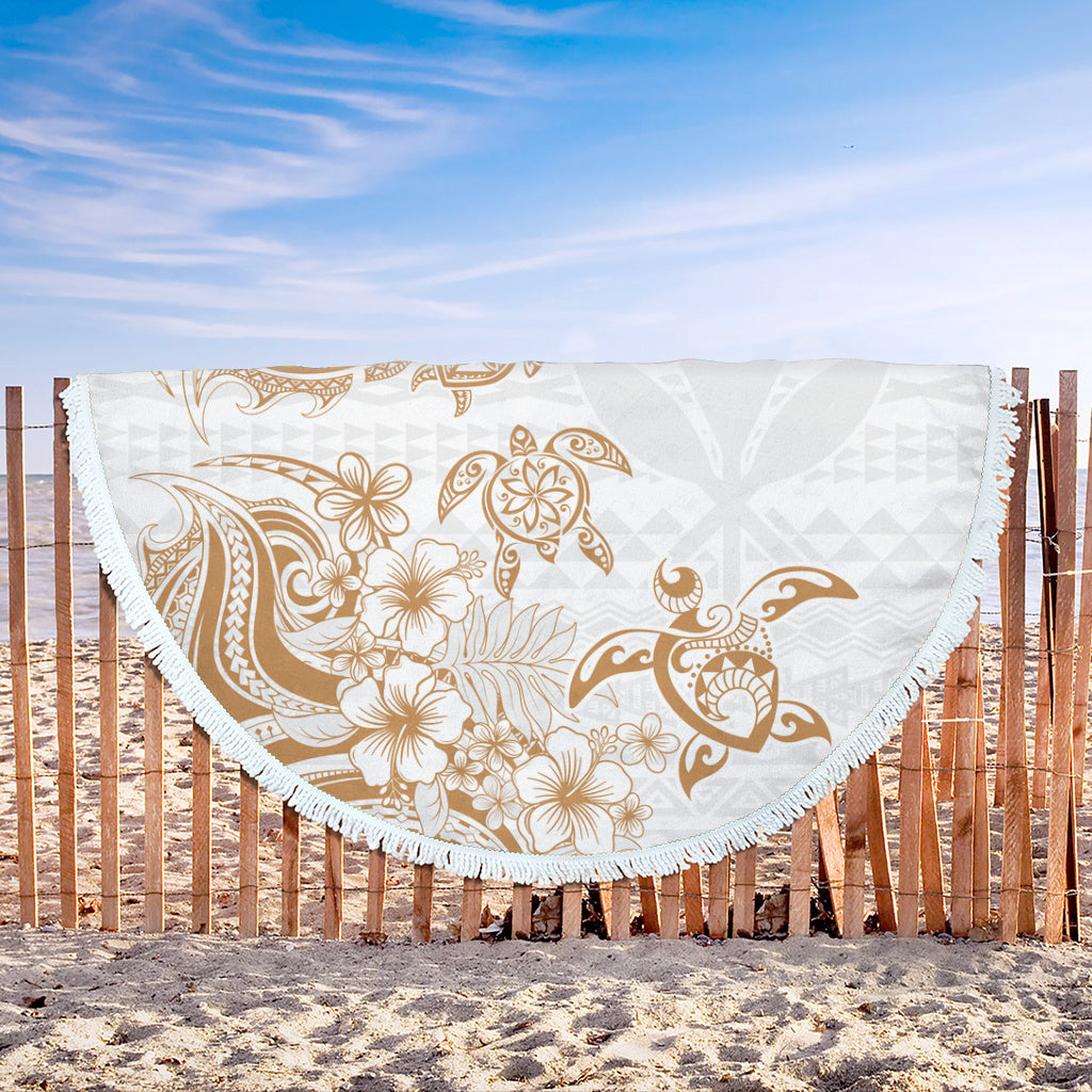 Hawaii Beach Blanket Kanaka Maoli Hibiscus Polynesian Tribal Turtle Print Style