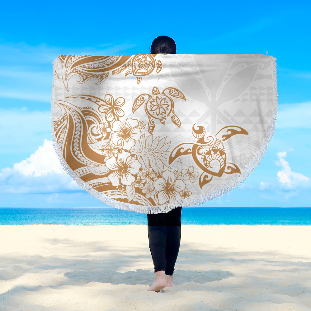 Hawaii Beach Blanket Kanaka Maoli Hibiscus Polynesian Tribal Turtle Print Style