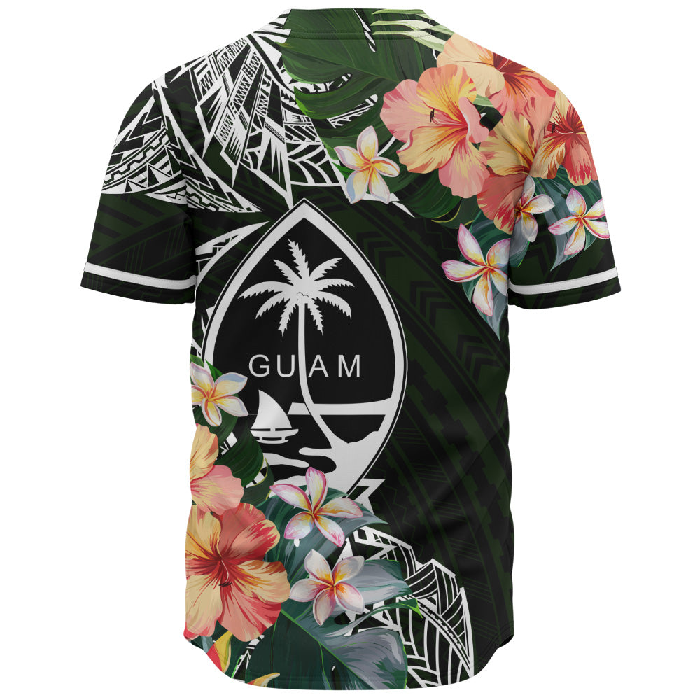 Guam Baseball Shirt Tribal Tropical Leaves