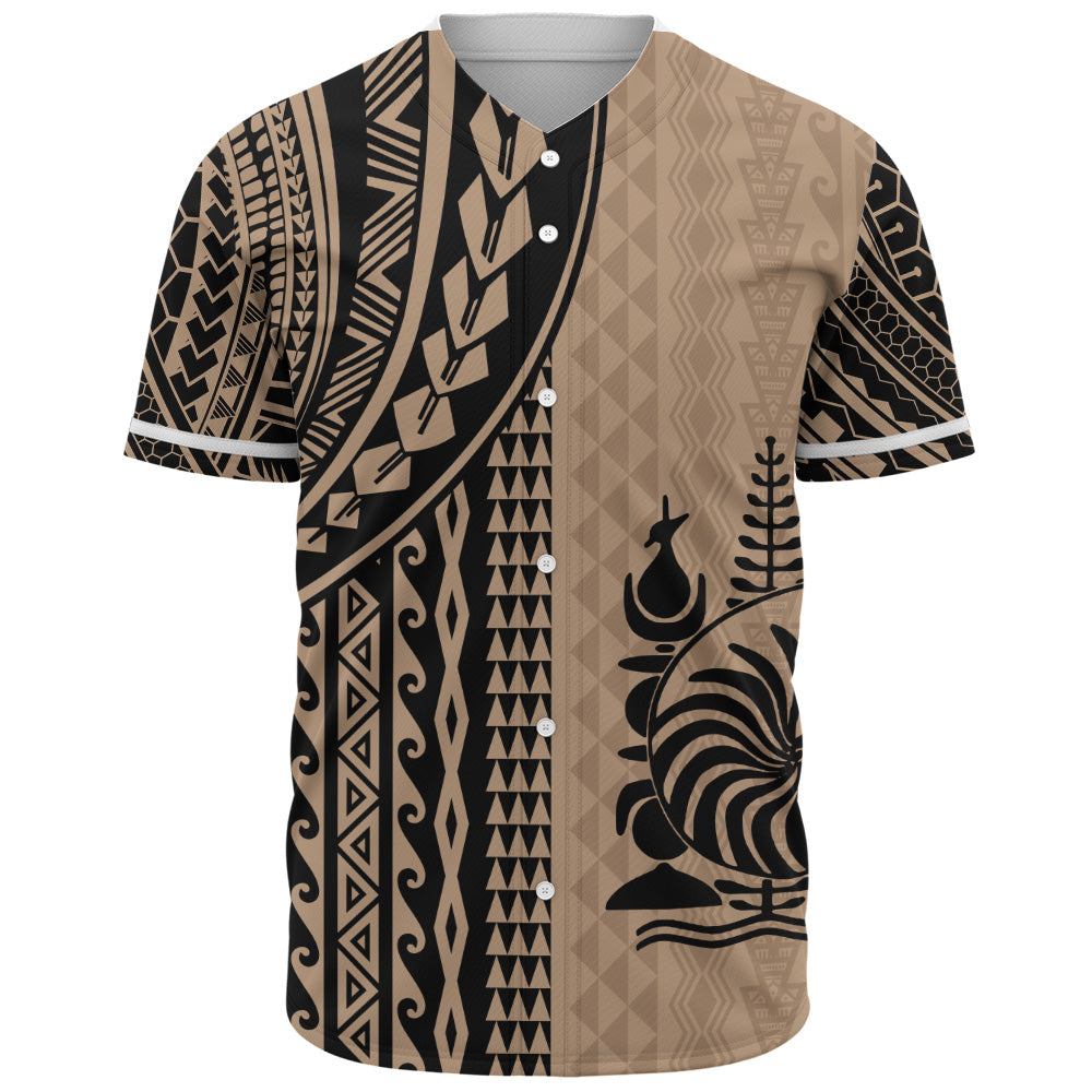 New Caledonia Baseball Shirt Polynesian Tattoo