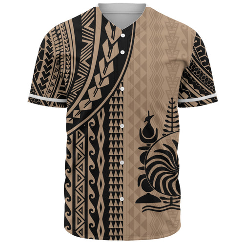 New Caledonia Baseball Shirt Polynesian Tattoo