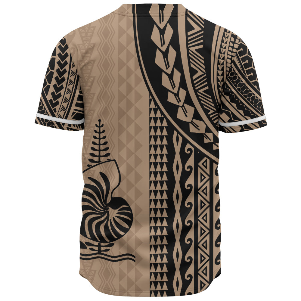 New Caledonia Baseball Shirt Polynesian Tattoo