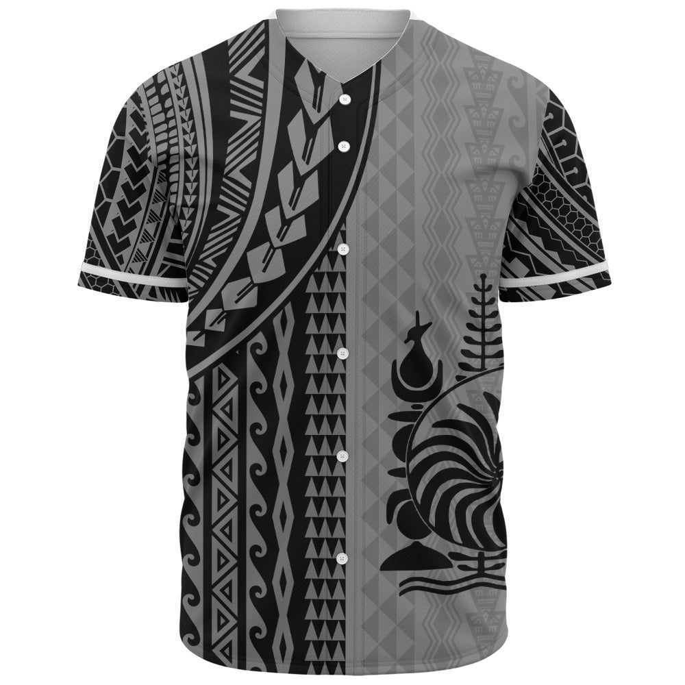 New Caledonia Baseball Shirt Polynesian Tattoo