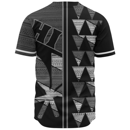 Hawaii Baseball Shirt HI Spear Monochrome Tribal Pattern