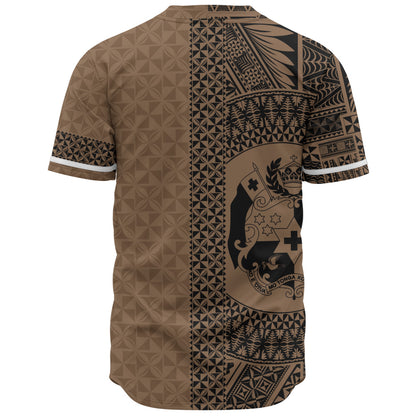 Tonga Baseball Shirt Coat Of Arms Ngatu Tapa Heritage Style
