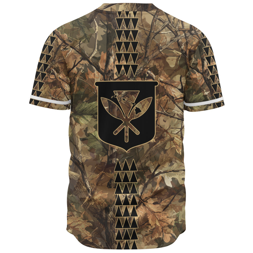 Hawaii Baseball Shirt Woodland Kanaka Camo Style